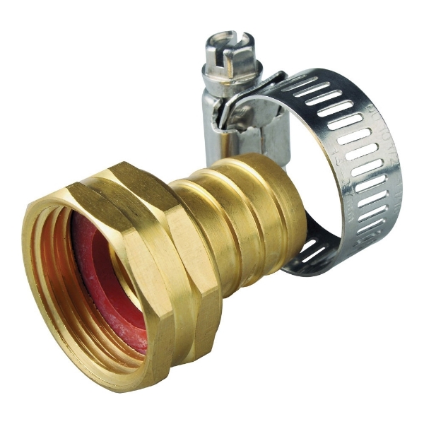 Hose Coupling 3/4" Barb x 3/4" FGH - Solid Brass