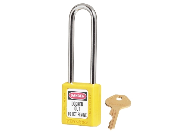 Picture of Padlock 3" Shackle Yellow Keyed Different 1.5"W X 1.75 H