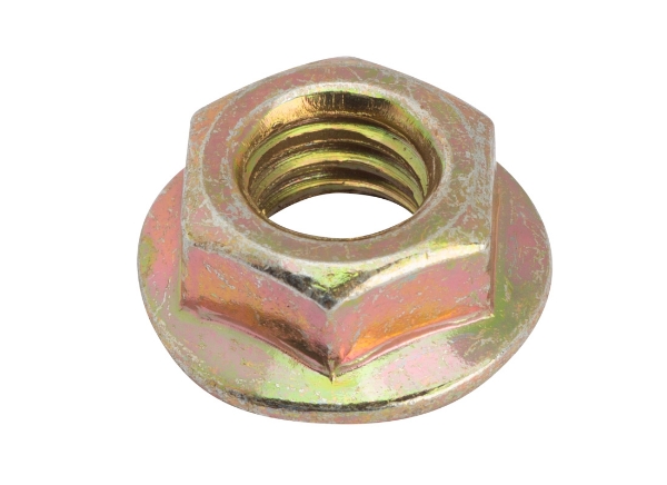 Picture of Nut Hex Serrated Flange 5/16"-18 Grade 2 Yellow Zinc