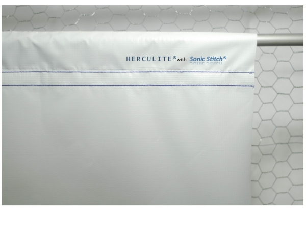 Picture of 7'0" Herculite Sonic Stitch Vinyl Curtain - 9.5 oz (Color: White) - (Hem: Top/Bottom 4" w/ 5 Pockets)