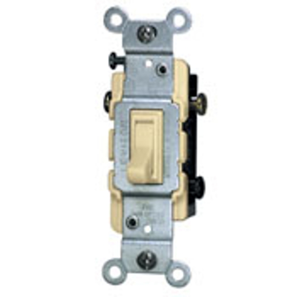 SPST Toggle Light Switch, 3-Way 15A | 120V | Ivory