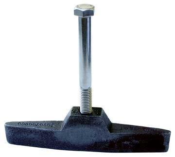 Cast iron t-bolts offer additional surface area to securely attach gate posts and other equipment to concrete slats.