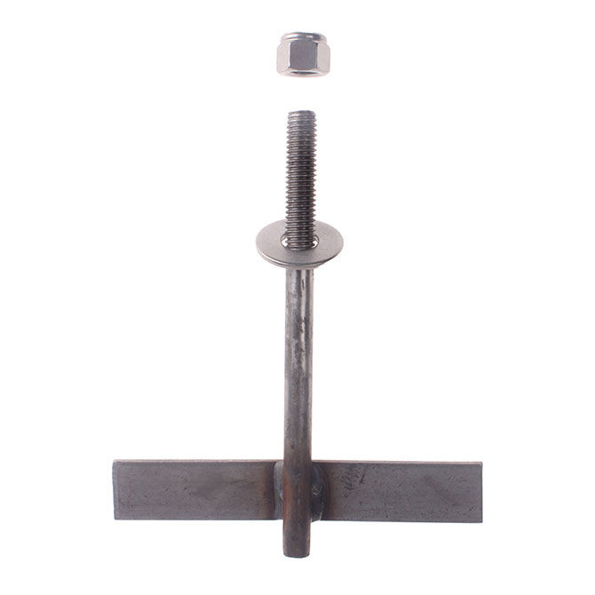 Stainless steel and cast iron t-bolts are used to secure gate posts and other accessories to slatted swine flooring.