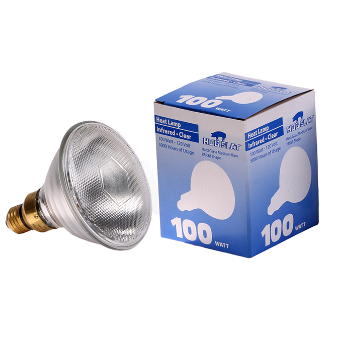The Hog Slat® Hard Glass heat lamp bulb is extremely durable with an energy saving design that provides increased heat output at a lower wattage.