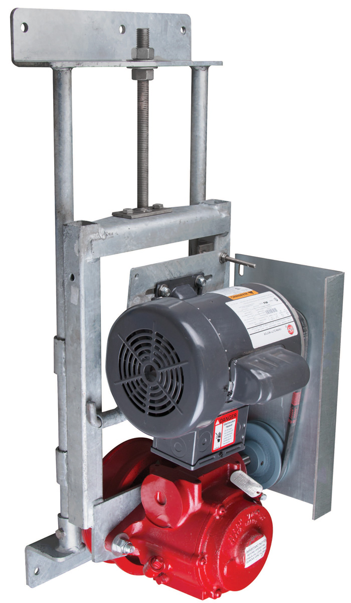 The scraper system power unit features a powerful ¾ HP high service factor motor, cast iron reduction gear and heavy-duty galvanized steel chassis.